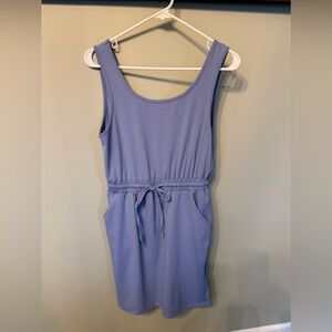 Sleeveless Blue Athletic Dress with Drawstring Waist